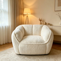Canapé pouf surdimensionné en fausse fourrure beige de 44,29 pouces, fauteuil paresseux confortable pour adultes, idéal pour la chambre et les petits espaces