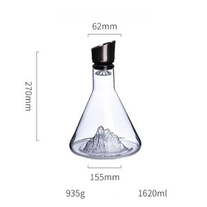 Décanteur à <span class=keywords><strong>vin</strong></span> <span class=keywords><strong>en</strong></span> <span class=keywords><strong>verre</strong></span> <span class=keywords><strong>de</strong></span> 1620 ml <span class=keywords><strong>en</strong></span> <span class=keywords><strong>forme</strong></span> <span class=keywords><strong>de</strong></span> sommet <span class=keywords><strong>de</strong></span> montagne, <span class=keywords><strong>a</strong></span>érateur <span class=keywords><strong>de</strong></span> 270 mm <span class=keywords><strong>de</strong></span> haut pour hôtels et cadeaux (vente <span class=keywords><strong>en</strong></span> gros) - Product Image 2