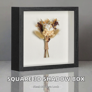 <span class=keywords><strong>Cornice</strong></span> <span class=keywords><strong>Nera</strong></span> Moderna 8x8 7x7 con Design Floreale, Espositore 3D per Foto e Lavori Artigianali, Profondità 3 e 5 cm - Product Image 2