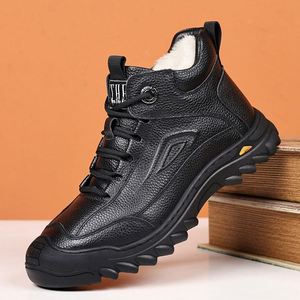 Bottes d'hiver pour hommes, imperméables, à lacets, bottes de neige à la cheville avec doublure en laine de qualité supérieure, chaussures de randonnée d'hiver chaudes pour hommes - Product Image 3