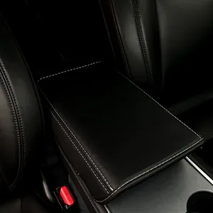 Housse d'accoudoir de voiture pour Tesla Model 3 & Model Y Protecteur de console centrale en cuir PU anti-rayures Installation facile Automobile Wate