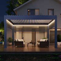 Pergola de cuisine intégrée en alliage d'aluminium pour piscine, pavillon bioclimatique extérieur multi-scénarios