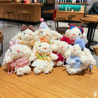 Porte-clés en peluche Princesse Lapin à longues oreilles avec dragonne, cadeau de fête pour filles, 16,5 cm