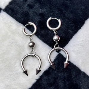 Stainless Steel Geometric <b>Hoop</b> <b>Earrings</b> With Spike <b>Charm</b> Punk Style Fashion Jewelry <b>For</b> Men And Women Summer 2024 - Product Image 1