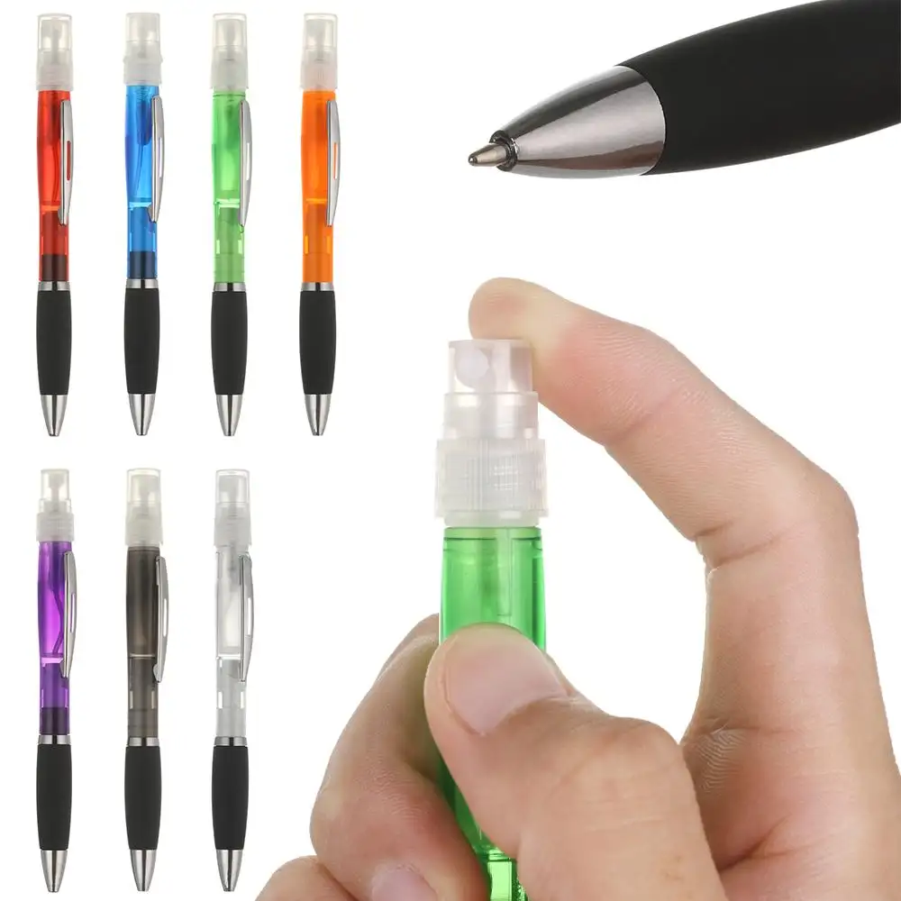 Taşınabilir çok fonksiyonlu plastik kalem Mini doldurulabilir seyahat parfüm şişesi kırtasiye sprey tükenmez kalem