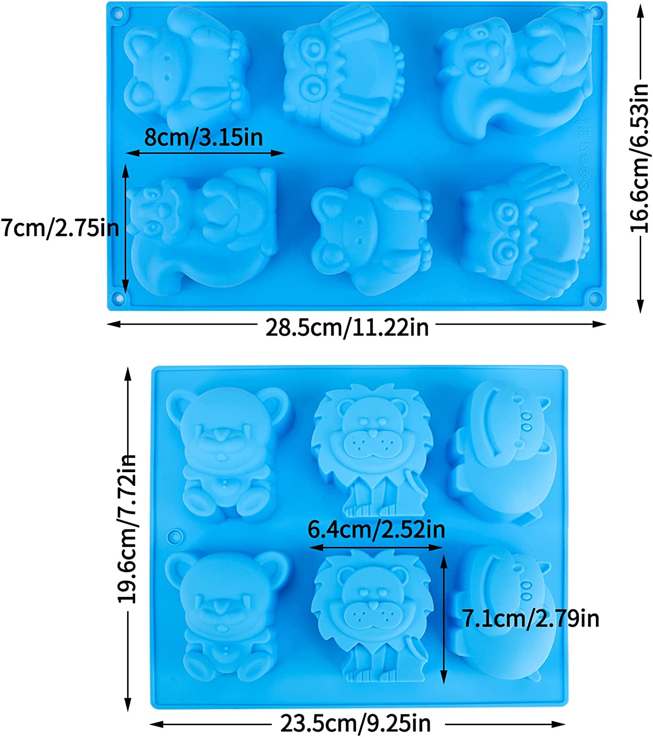 Lions Bears hippo Animal Soap Molds,Large Jello 3D Silicone Mat Chocolate Cake Fondant Candy mould