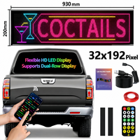 Écran LED flexible double rangée pour voiture, hauteur 20 cm, panneau de messages pour vitre arrière, animation, application Bluetooth, signalisation pour auto extérieur/intérieur