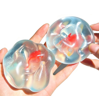 Balle anti-stress transparente en TPR de 6 cm, multi-styles, avec figurine de poisson rouge intégrée et paillettes étoilées, jouet sensoriel pour soulager le stress