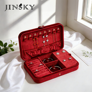 Exquisite <b>Small</b> Portable Travel Jewelry <b>Box</b> – Velvet Storage Case for Gold Ring, Earrings & Necklace, Luxury Organizer - Product Image 4