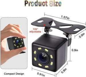 Trở lại lên máy ảnh cho xe ô tô không thấm nước 170 ° Xem góc <span class=keywords><strong>8</strong></span> đèn <span class=keywords><strong>LED</strong></span> tầm nhìn ban đêm phổ phía sau xem video cho xe tải Pickup Vans SUV RV - Product Image 6