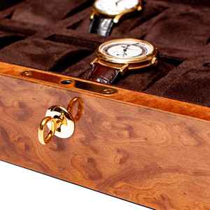 Boîte de rangement et de présentation de luxe DS OEM pour montres, en bois écologique, finition grain de bois, forme rectangulaire, avec fermeture à bouton, personnalisable - Product Image 6