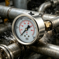 Manomètre hydraulique à huile liquide en acier inoxydable avec raccord arrière en laiton 400 bars