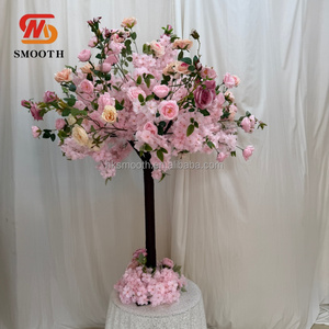 ต้นเชอร์รี่ประดิษฐ์สีชมพูเนื้อผ้าไหมเทียมสำหรับตกแต่งงานแต่งงาน ต้นกุหลาบเชอร์รี่ประดิษฐ์สำหรับงานแต่งงาน - Product Image 2