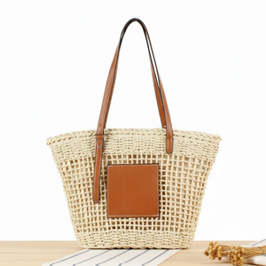 กระเป๋าถือสะพายไหล่ผ้าแคนวาสปักลายสไตล์ชาติพันธุ์สำหรับผู้หญิงแบบสองด้าน งานถักโครเชต์สั่งทำพิเศษ - Product Image 1