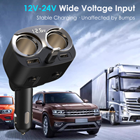 Chargeur de voiture rétractable GC18 double USB-C à charge rapide avec allume-cigare et garantie d'un an pour plusieurs appareils 12-24V
