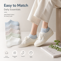 Chaussettes basses pour femmes en gros, couleurs pastel, respirantes, décontractées, avec logo personnalisé, prix d'usine