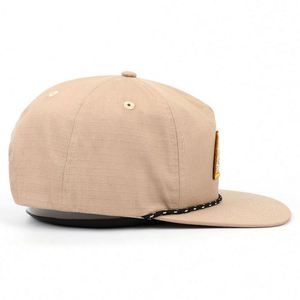 Venta Directa de Fábrica, Gorra Personalizada de 5 Paneles, Gorras Planas sin Estructura Ajustables de Algodón y Poliéster, Gorra Snapback con Parche y Cuerda - Product Image 5