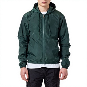 <b>Men's</b> Green Front Logo Breathable Windbreaker Jacket Lightweight <b>Zip</b> <b>up</b> Winter Coat - Product Image 1