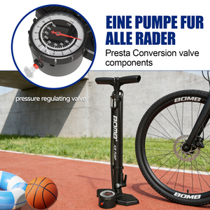 Pompe à pied pour vélo BOMB 160 PSI avec manomètre, pompe à air pour VTT, voiture, moto, aiguille à ballon, vente en gros - Product Image 5