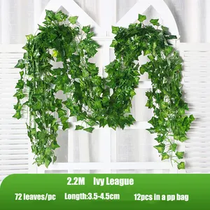 2.2M ipek yeşil yaprak Vine yapay düğün için yemek odası duvar parti dekorasyon
