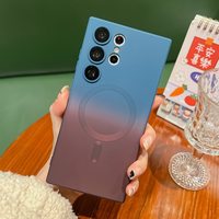 Étui de téléphone de luxe sans fil à chargement magnétique, finition mate électroplaquée, antichoc en TPU souple avec anneau pour S22 S23 Plus S23 S24 Ultra