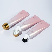 Tubes cosmétiques en plastique rose et argenté dégradé personnalisables de 100 ml et 150 ml avec bouchon à vis doré et étiquetage pour masque capillaire et lotion corporelle