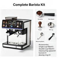 Cafetera 3 en 1 para el Hogar, Pantalla Táctil Inteligente y Luz Dinámica, Cafetera Espresso Totalmente Automática de 20 Bares con Molinillo