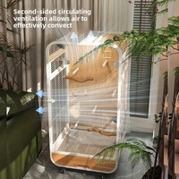 Grande cage à oiseaux carrée en fer et bois massif avec villa mobile en verre trempé pour perroquets calopsitte cage d'élevage produit en boîte