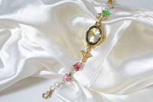 Reloj de Pulsera de Cuarzo Ovalado Vintage para Mujer con Cuentas de Perlas y Detalles de Estilo Cristal - Product Image 2