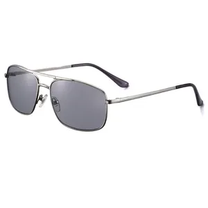 Gafas de sol polarizadas para hombre, lentes polarizadas cuadradas de metal a la moda