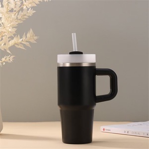 Gobelet isotherme de voyage en acier inoxydable 14 oz avec poignée, double paroi sous vide, isolation thermique 6-12 heures, base antidérapante et couvercle - Product Image 1