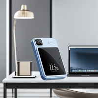 Mini chargeur sans fil magnétique 5000 mAh PD 20W noir ultra-plat portable avec support de batterie externe ABS haute étanchéité charge rapide LED