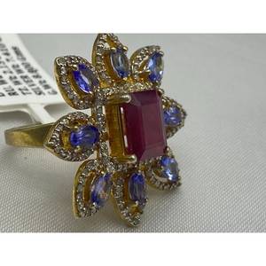 Nuevo Anillo de Lujo Más Vendido con RUBÍ y TANZANITA, Plata de Ley 925, Regalo para Fiestas, Bodas, Compromisos, Ceremonias Religiosas y Eventos - Product Image 6
