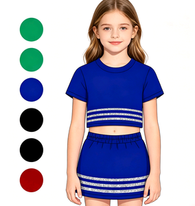 Ropa Deportiva Personalizada de Color Sólido, Camiseta con Rayas para Jugar Tenis, Falda, Pantalones Cortos, Conjuntos para Hermanas - Product Image 1