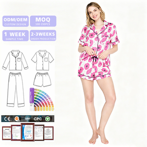 Customized Digital Print Bamboo Pajamas 2 Piece Set Super Soft Wholesale Women <b>Pyjama</b> Sets Turn Down Collar Sleepwear <b>for</b> Women - Product Image 1