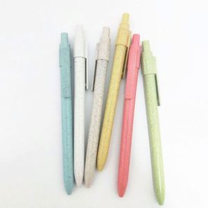 Biodegradable Recyclable Eco Friendly Wheat Straw Material Custom Logo <b>Retractable</b> Ballpoint <b>Pen</b> - Product Image 1