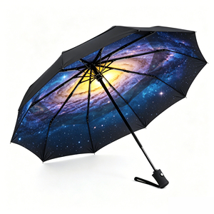 Windproof Galaxy Print Umbrella 10-Rib Reinforced <b>Frame</b> Manual Open <b>Large</b> Rain Protection for Adults Travel Use - Product Image 2