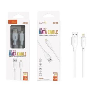 Câble de données USB vers IP Lumiz 0,5 m 3,4 A pour charge rapide et transfert de données - Product Image 2