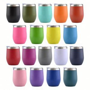 Gobelet à vin isotherme à double paroi en acier inoxydable 18/8 de 350 ml/12 oz avec couvercles - Product Image 1