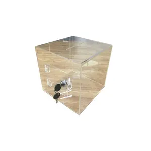 Квадратная пластиковая коробка для пожертвования, сделанная на заказ прозрачная благотворительная коробка с шарниром и замком, оптовая продажа