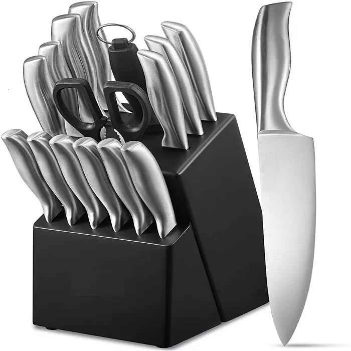 Top Seller 14 Pieces Kitchen Knives Stainless Steel Hollow Handle Self Sharpening Chef Kitchen Knife Set With Block