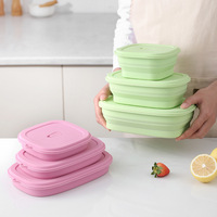 Nouvelle boîte à lunch pliable en silicone, compatible micro-ondes, bol de voyage portable, récipient de stockage alimentaire pour la cuisine et l'extérieur
