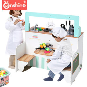 Onshine Ensemble de cuisine en bois de simulation 93,5 cm pour enfants, jouet de jeu de cuisine, 40 pièces, double face, vert - Product Image 5