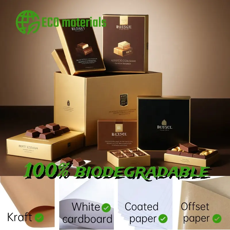 Groene Luxe Snoep Tweedelige Dozen Verpakking Prachtige Custom Papieren Dozen Voor Witte Truffel Chocolaatjes Cadeau Set