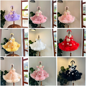 ชุดเดรสเจ้าหญิงสีชมพูสวยชุดราตรีชุดน่ารักสำหรับเด็กผู้หญิงผลิตในเวียดนาม