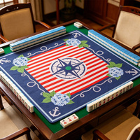 Tapis de jeu de mahjong nautique de 31,5 pouces, motif hortensia, boussole et ancre, tapis de jeu antidérapant et insonorisant pour fêtes à domicile