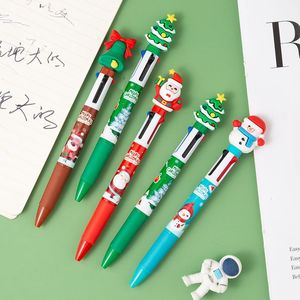 Stylo bille quatre couleurs de Noël, en plastique, à pression, encre multicolore, cadeau promotionnel pour étudiants - Product Image 2