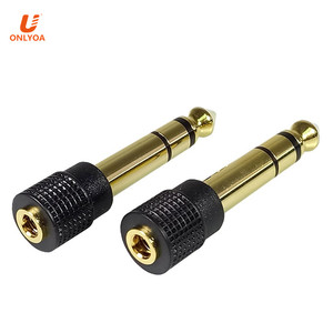 Conector hembra de 3,5mm de doble canal de 3 polos chapado en oro a conector de altavoz Adaptador de Audio de enchufe macho 6,35 - Product Image 3