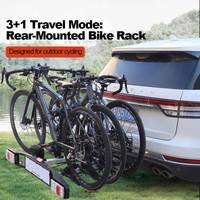 Porte-vélos pliable en alliage d'aluminium pour voiture, capacité de charge de 65 kg, stocke 3-4 vélos (inclut la barre d'extension) – Vente directe