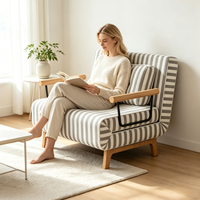 Schlafsofa Konvertierbar 3-in-1 Faltbare Schlafcouch Japanisches Design Wohnzimmer Arbeitszimmer Platzsparend Stahlrahmen Gestreift VLranlife